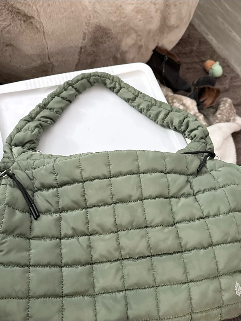 Free People Quilted Shoulder Bag in Sage